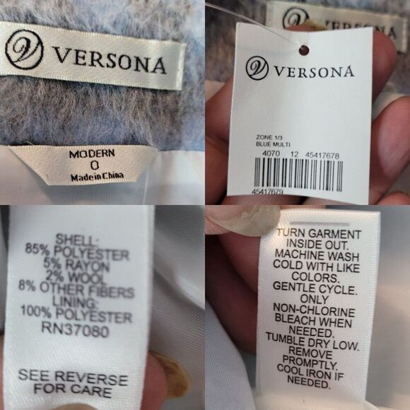 Versona Wool Blend Blue White Plaid Fuzzy Mini Skirt Sz 0 Old Money Soft Girl - Picture 3 of 9